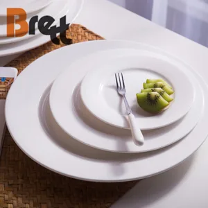Guangzhou tableware dinner plate classic ceramic white restaurant plates dinnerware