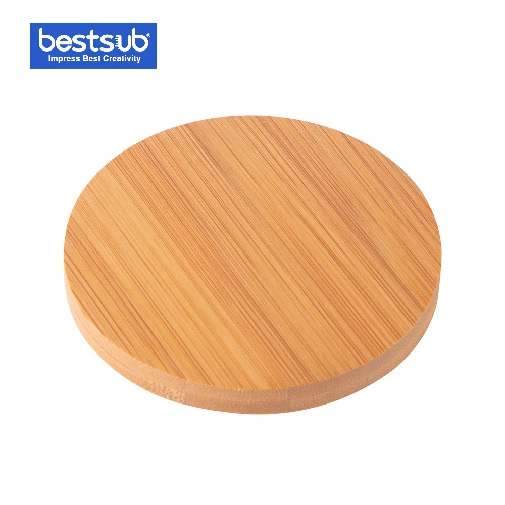 BestSub Laser Engraving Cutting Round Custom Bamboo Photo Drink Cup Coaster Designs 9.5cm DK-BBBD02