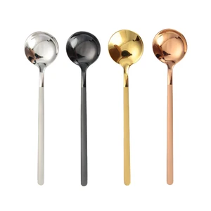Image of 2019 New Stainless Steel Coffee Spoon 304 Metal Children Spoon wholesale Small Round Spoon