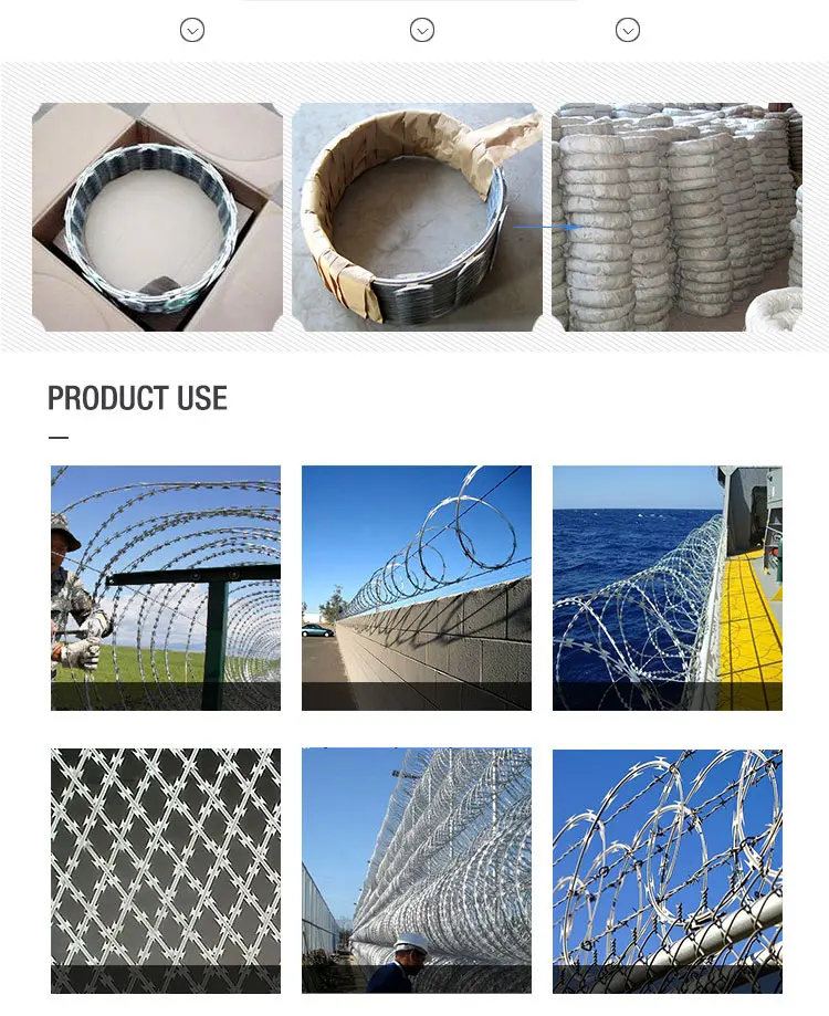 HIGH quality LOW price hot sale real factory direct low price galvanized concertina razor barbed wire/flat wrap razor wire