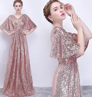 

Graceful Lady Shiny Sequin Evening Dress Big Sleeves Shiny Sequin Evening Dress