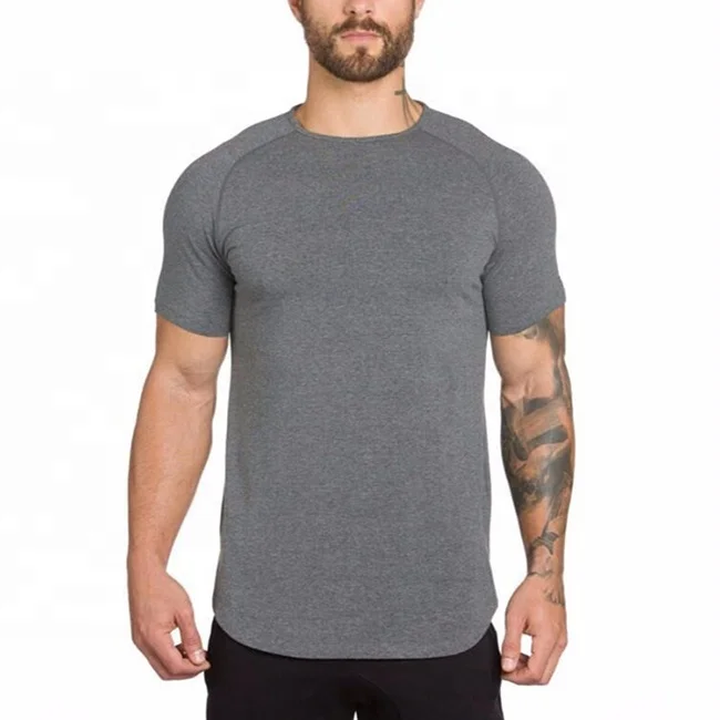 

Plain blank fitness breathable cultivate one's morality short sleeves man long T-shirt, Shown