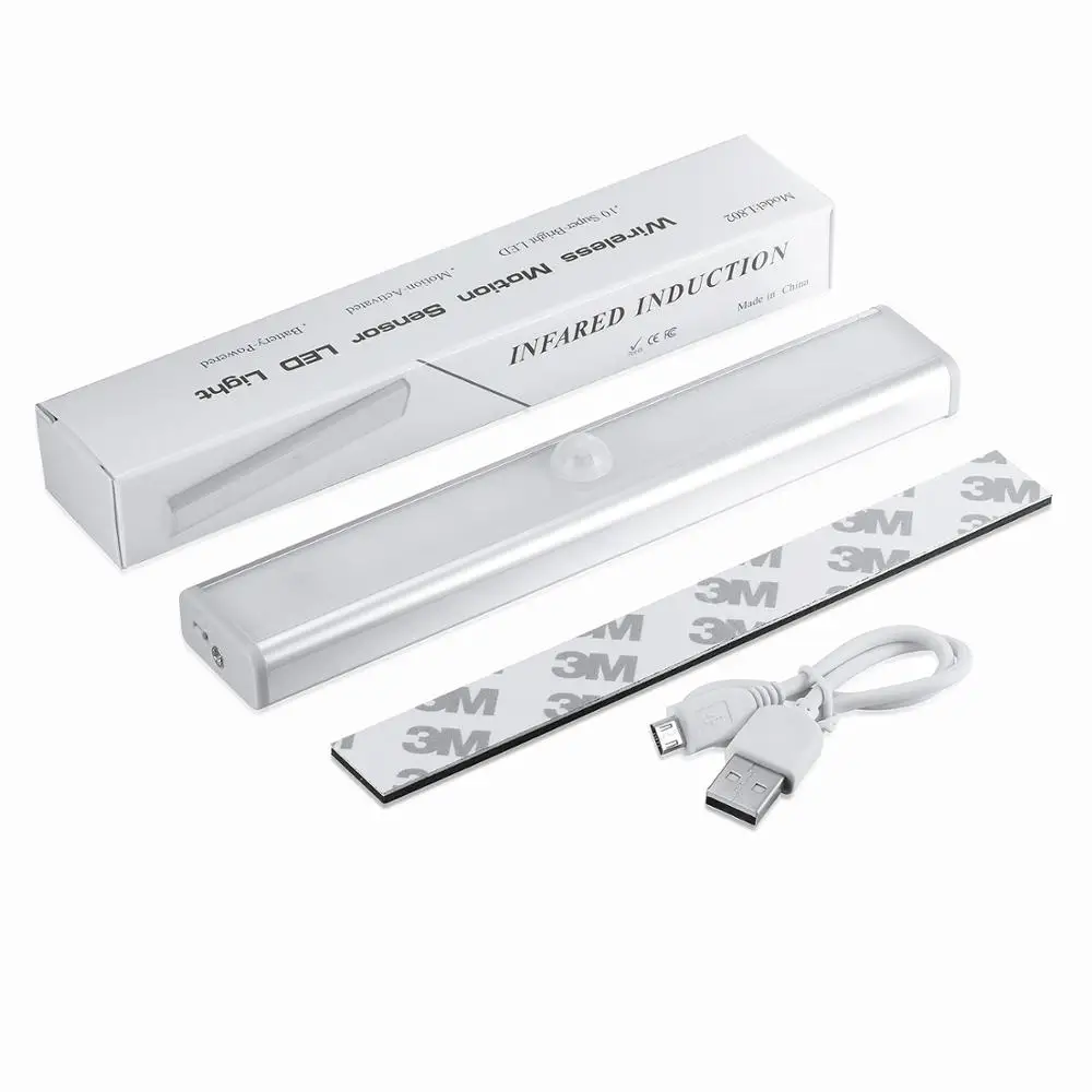 Motion Sensor Light Cabinet Lights,USB Rechargeable 10 LED Cabinet Lighting, Magnetic Removable Stick-On Anywhere