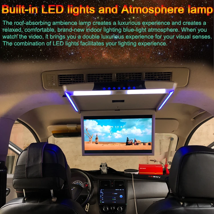 Cheaper Roof Mount Flip Down Car Monitor For 17.3 Inch With Overhead Ceiling Tv Usb Fm Av Input