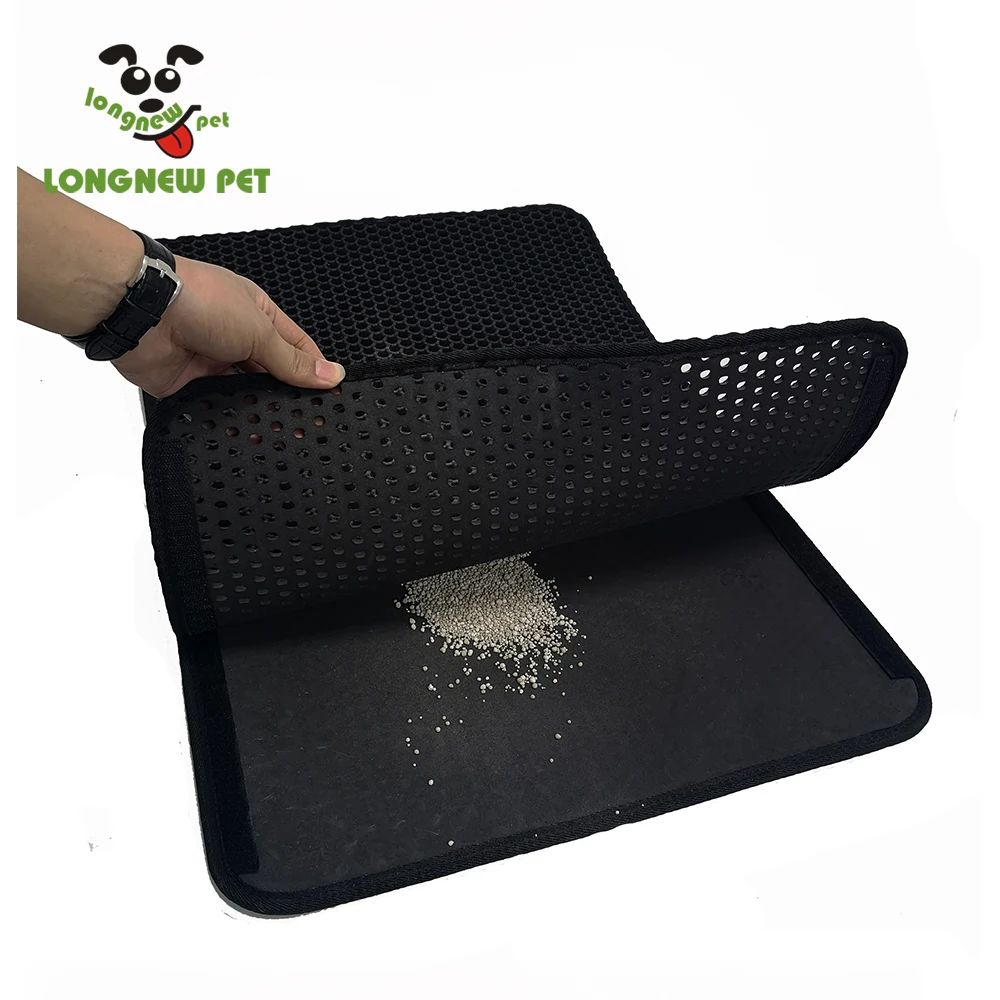 

Cat Litter Mat Litter Trapping Mat Kitty Litter Box Rug Waterproof Urine Repellent Mat For Cat, Black, gray