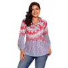 Active Wear Women Three Quater Sleeve Blouses Printing Fancy Ladies Tops Latest Design