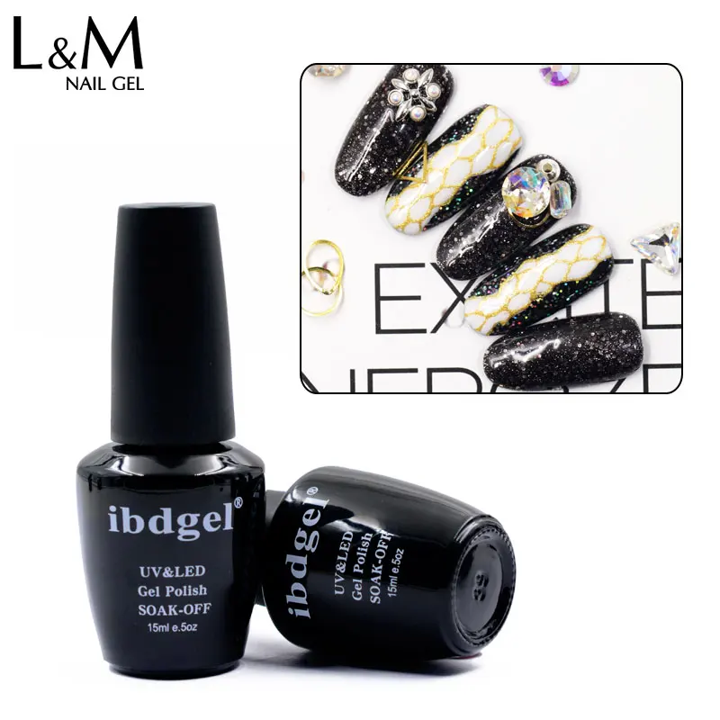 

ibdgel black diamond shining glitter color uv nail gel polish OEM easy soak off