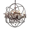 Creative Retro Vintage iron pendant restaurant Antique lamps tellurion pendant lamps globe crystal chandelier lights