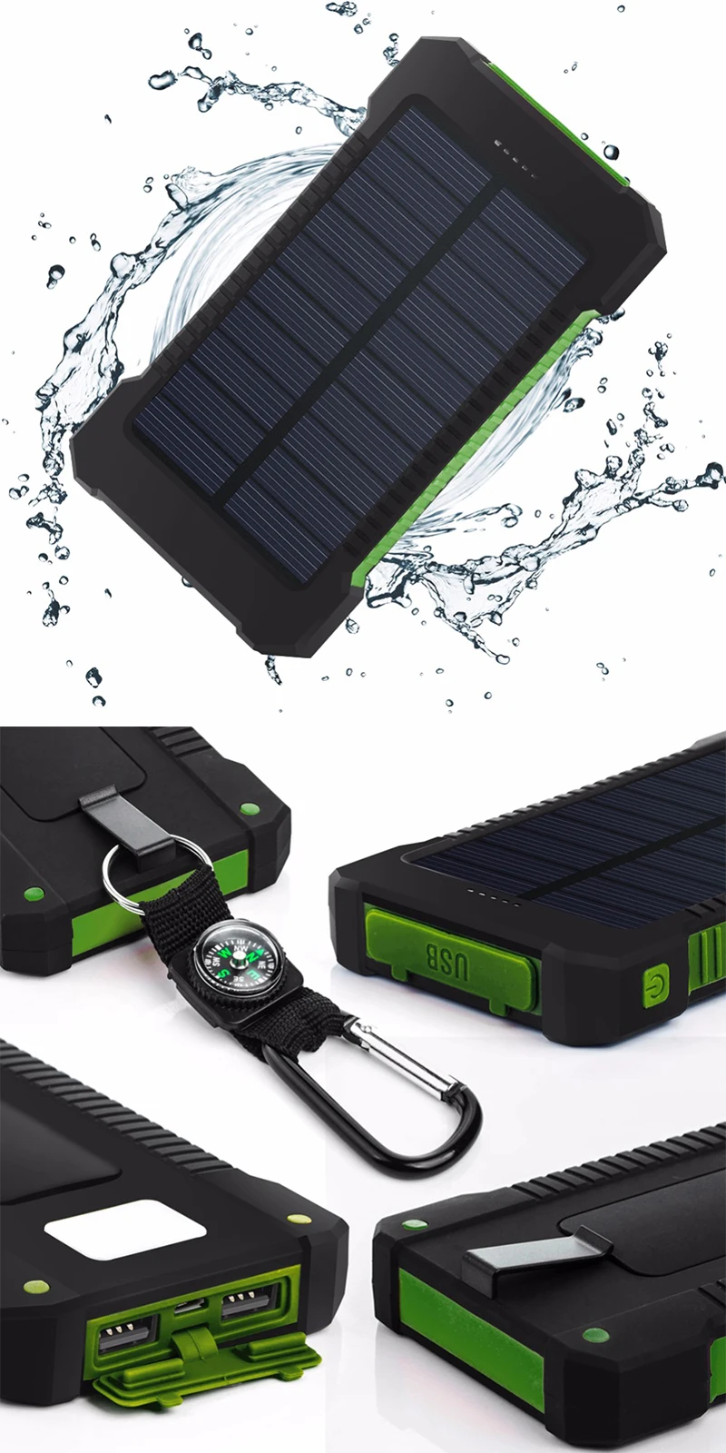 Hot Sell 100 Full Charging By Sunlight Waterproof Solar Power Bank