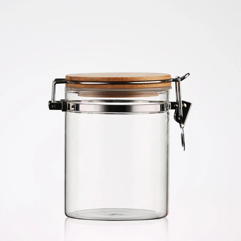 Heat Resistant Square Glass Jar With Olive Wood Lid Buy Glass Jars