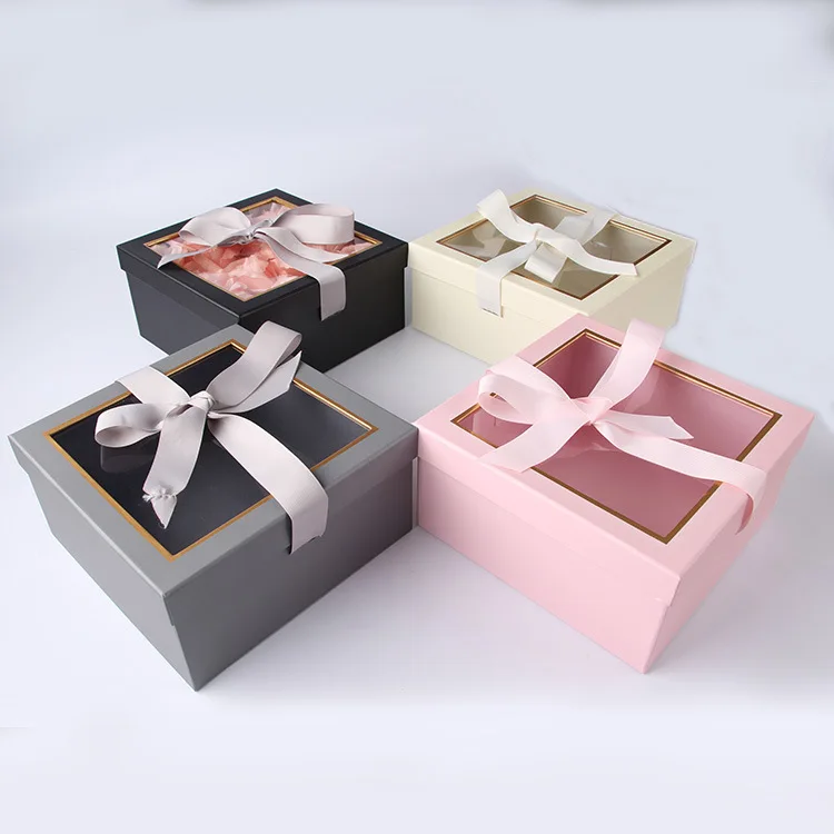 Custom Luxury Cardboard Paper Gift Box With Window For Flower - Buy ...