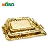 Luxury rectangle stainless steel banquet food serving tray with handles