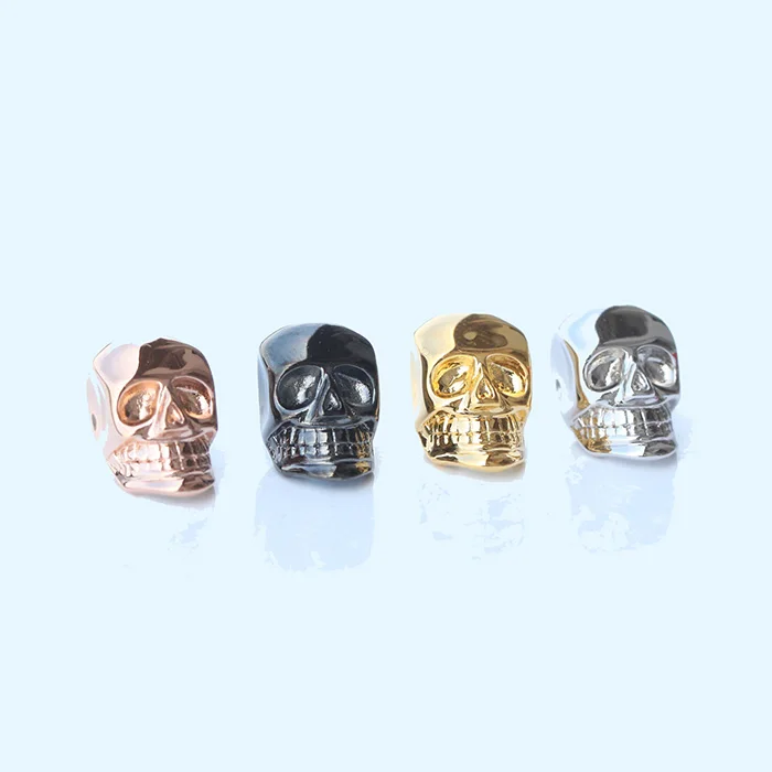 

Miss Jewelry Sterling Silver Metal Skull Head Beads for Bracelets, 18k gold, rose gold, black, white gold