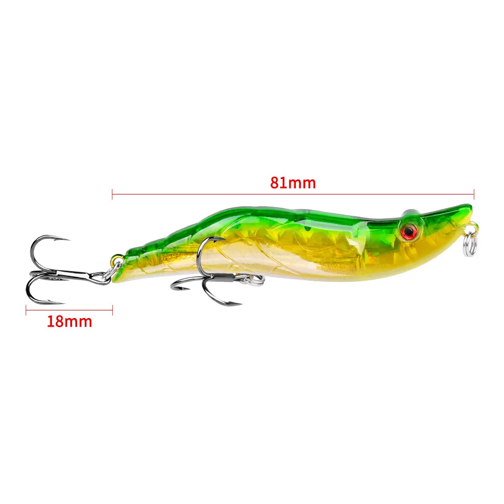 

8cm 15g Shrimp Artificial Hard Fishing Lures Wobbler Treble Hook Swimbait 3D Eye Lifelike Plastic Baits For Sea Freshwater