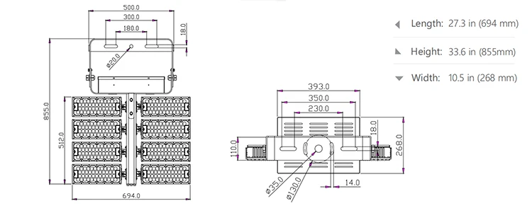 Adjustable Angle TUV SAA Flood Lights 800W Transformer LED Stadium High Mast Pole Light waterproof IP66 Wharfs Lighting