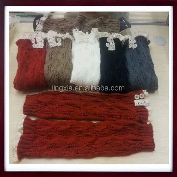 
Acrylic Knee High Women Open Knit Leg Warmers Crochet Lace Adult LegWarmers, Women Knitted Button Wholesale Lace Leg Warmers 
