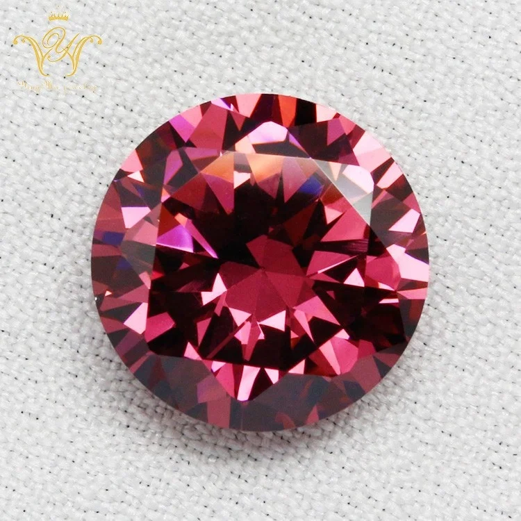 

Rhodolite CZ Round Brilliant Cut Synthetic Gemstones, N/a