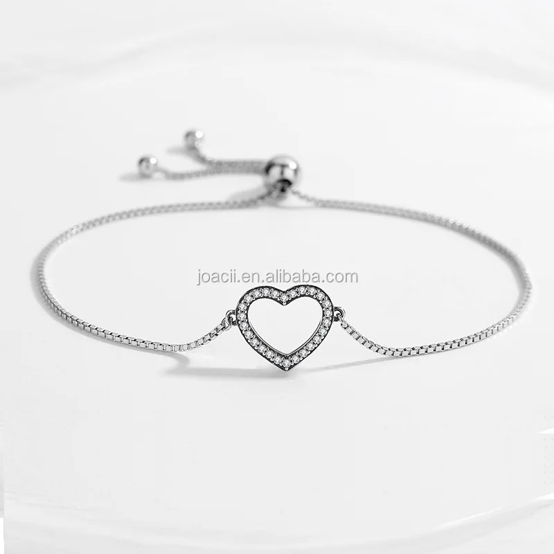 Joacii Hollow Heart Design Oxidized 925 Silver Jewelry Bracelets With Armilla