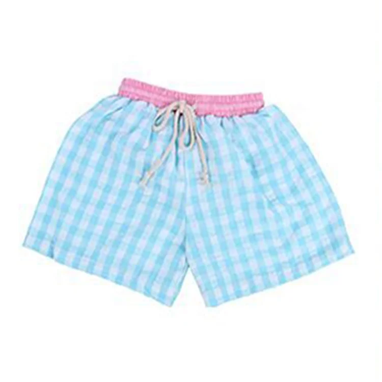 

Personalized Swim Trunks Baby Boy Outfit Plaid Gingham Shorts Toddler Boys Swimming Shorts, Pink,blue,red,rose red,navy