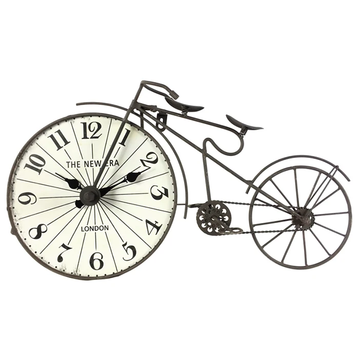 Large fancy iron digital idea bicycle wall clock rustic style