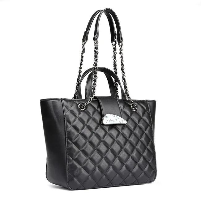 

6991 TAX FREE Wholesale top brand bolsos designer faux leather quilted handbag foldable tote bag, Black color, various colors available