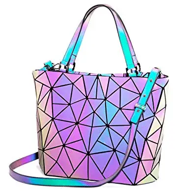 

Geometric Luminous Purses Handbags For Women Holographic Reflective Crossbody Bag Wallet, Black or oem