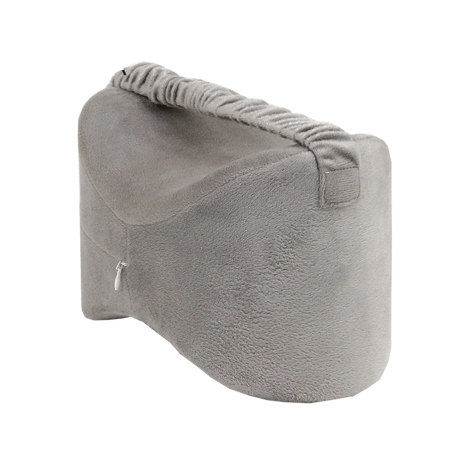 

100% Memory Foam Wedge Contour Orthopedic Knee Pillow With Strap, Grey