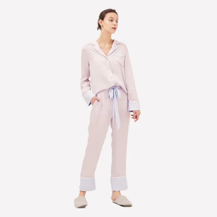 

China supplier winter satin solid luxury spring 100% silk custom Lyocell sleepwear cute pajamas tencel women pyjamas