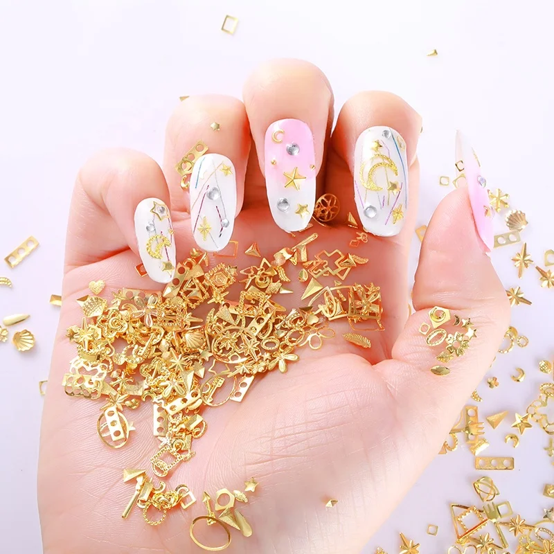 

Pinpai newest nai art shiny starsmoon decoration 3D glitter alloy, Gold