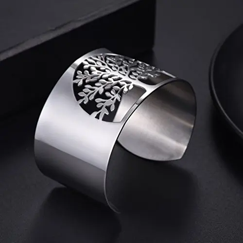 Fashion jewelry stainless steel family tree bracelet gold plated opening bracelet