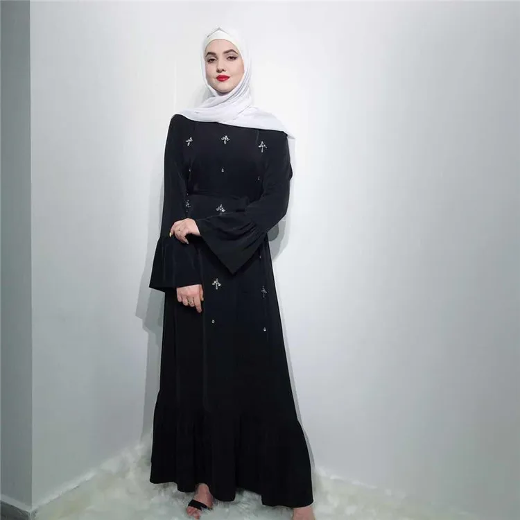 

Hot Selling Long Sleeves Muslim Nida Maxi Dress Abaya for Women, Black,green
