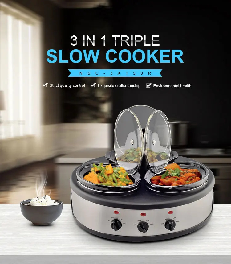 thinkkitchen 3 crock slow cooker