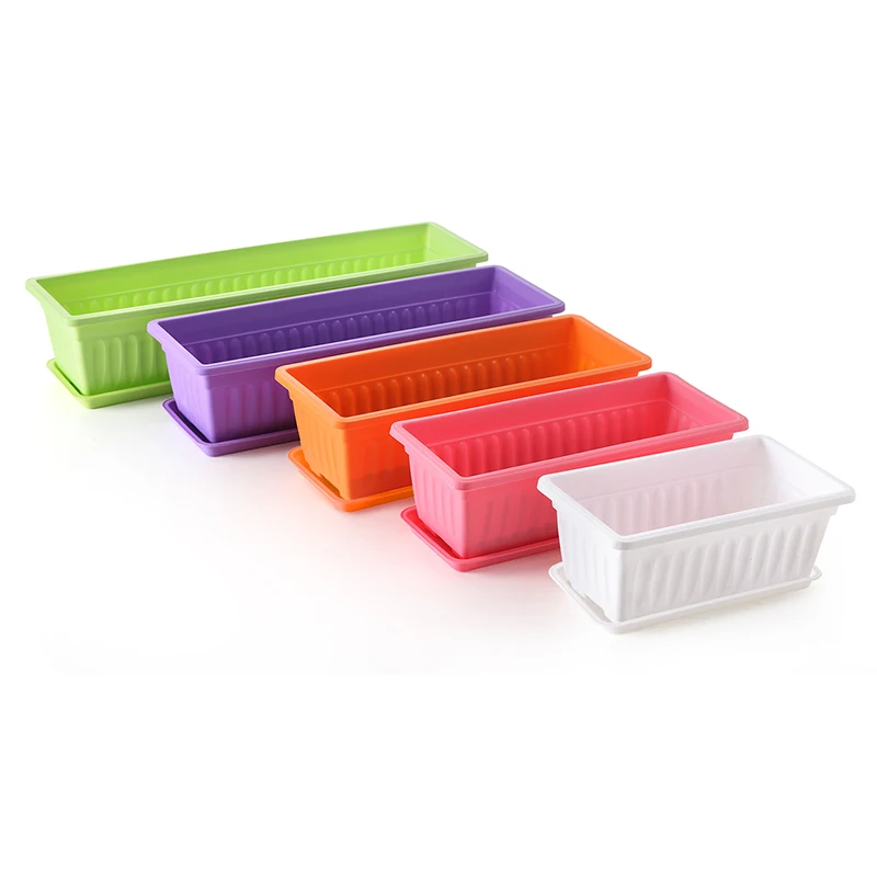 

Plastic rectangle terracotta garden nursery plant flower pot, Terracotta/white/green/purple/pink/blue