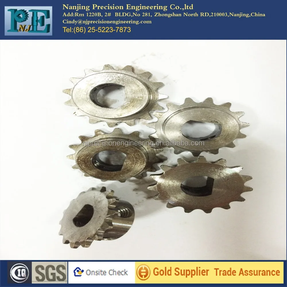 
made in china transmission forging gears,steel wire edm cnc machining gears, 16 Teeth custom steel milling sprocket gears 