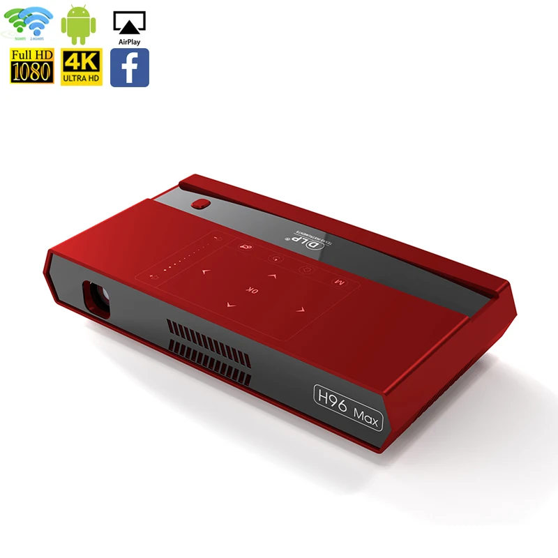 

H96 Max android 2.4G/5G Wifi dlp 1080P hd mini smart projectors from h96 factory, Red