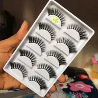 

fluffy 5 pairs faux mink false eyelashes 5in1 tray wispy 3d lashes