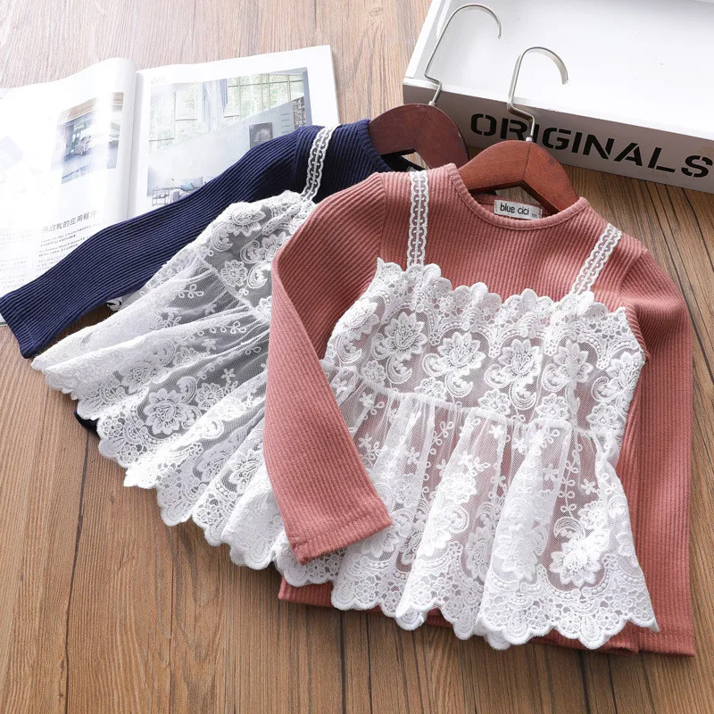 

Clothes for Kids 2018 High Quality Girls Long Sleeve Lace Ruffle Top Children lol Surprise Tshirt