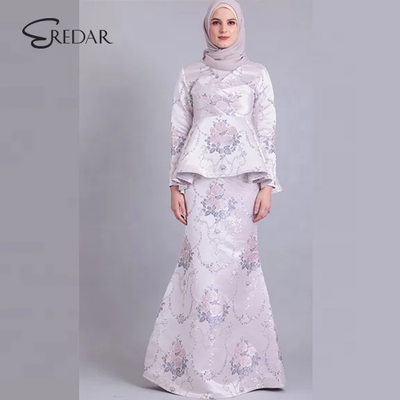 

Latest Design High Quality Ladies Muslim Fashion Dress Peplum Mermaid Baju Kebaya Modern Baju Kurung, As pictures& customized