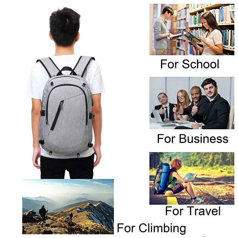 
Wholesale Anti-theft Backpack with net and USB Charging Port 15.6 inch Laptop Sports Bag School Backpack for Men 