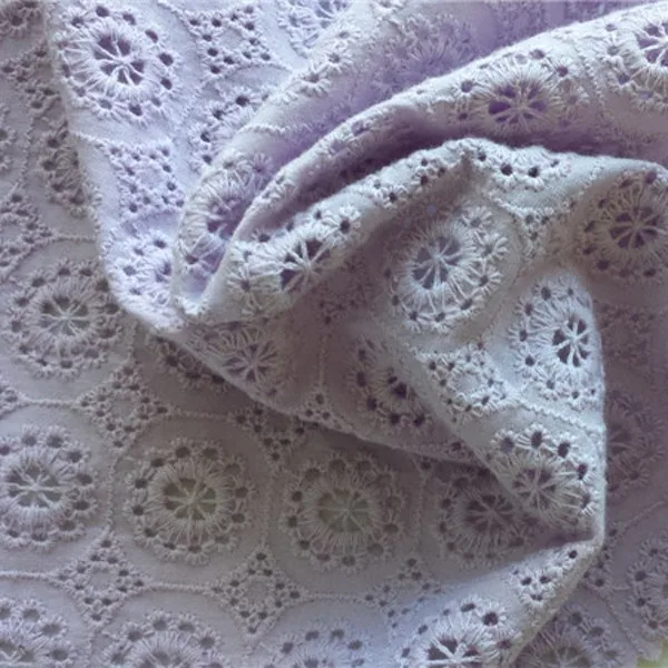 
purple color eyelet embroidered 100 cotton fabric prices BG1791 