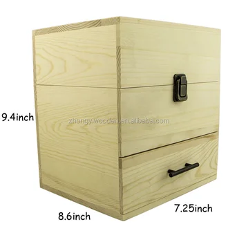 Hot Selling Bsci 3tier Pine Wooden Display 59 Essential Oil Box