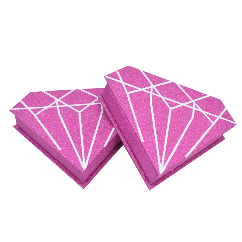 

Own Logo false eyelash packaging box hot sale 3d mink lashes 25mm Diamond Shape Box