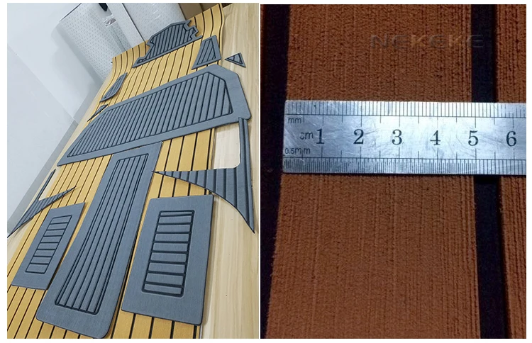 6 MM Black Blue Boat Marine EVA Foam Flooring Faux Teak Deck Pad Sheet