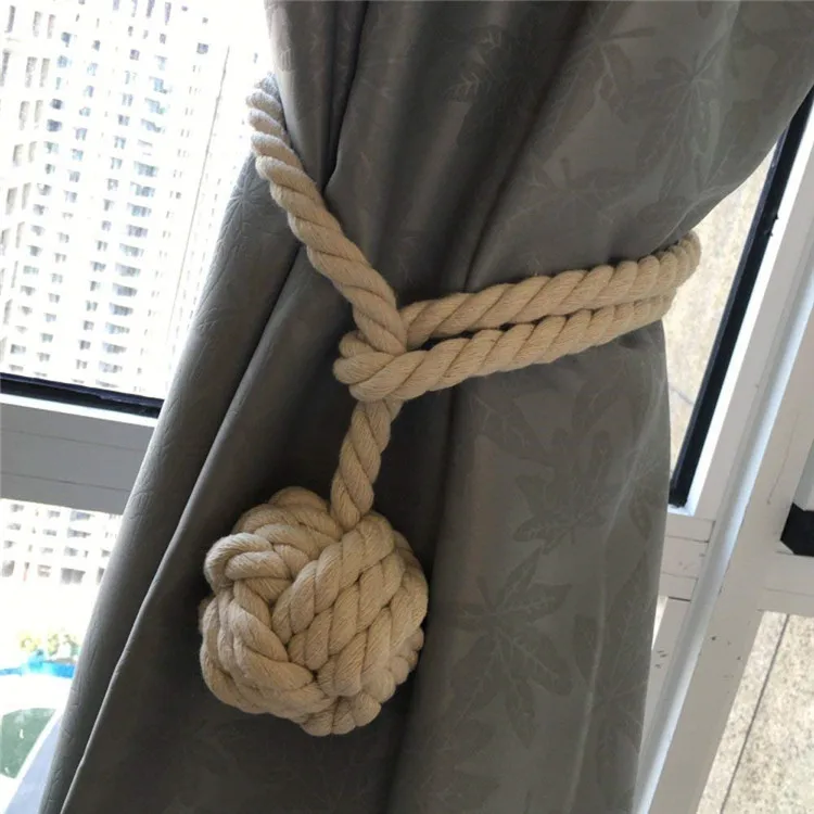 

Wholesale Hand Knitting Curtain Rope Tiebacks Rural Cotton Tie for Home Office, Customer's requirement