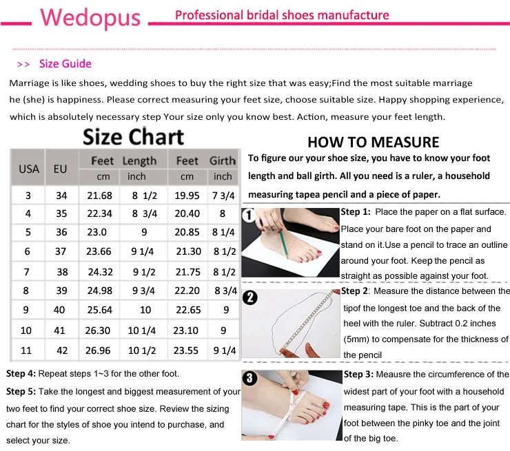 Размер брак. Bridal Size Chart.