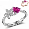 100% 925 Sterling Silver Red corundum rings zircon fashion luxury Opening Ring