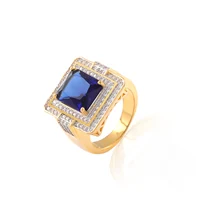 

Custom 24K gold plated jewelry ring, High quality engagement diamond ring jewelry, blue sapphire stone rings