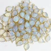 Gold Plated Faceted Drop Opal Bead Connector Double Links Handmade Gemstone Charm Jewelry