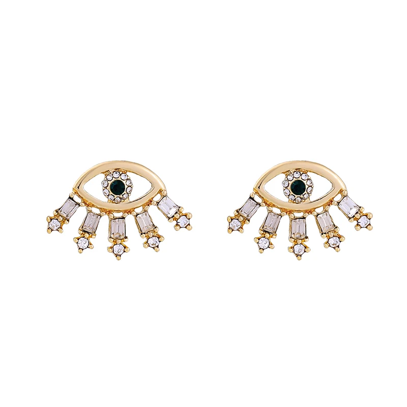 

ed01622c 2021 Korean Trendy Fashion Dainty Jewelry Design Small Full Diamond Statement Devil Eye Stud Earrings For Women, As pictures