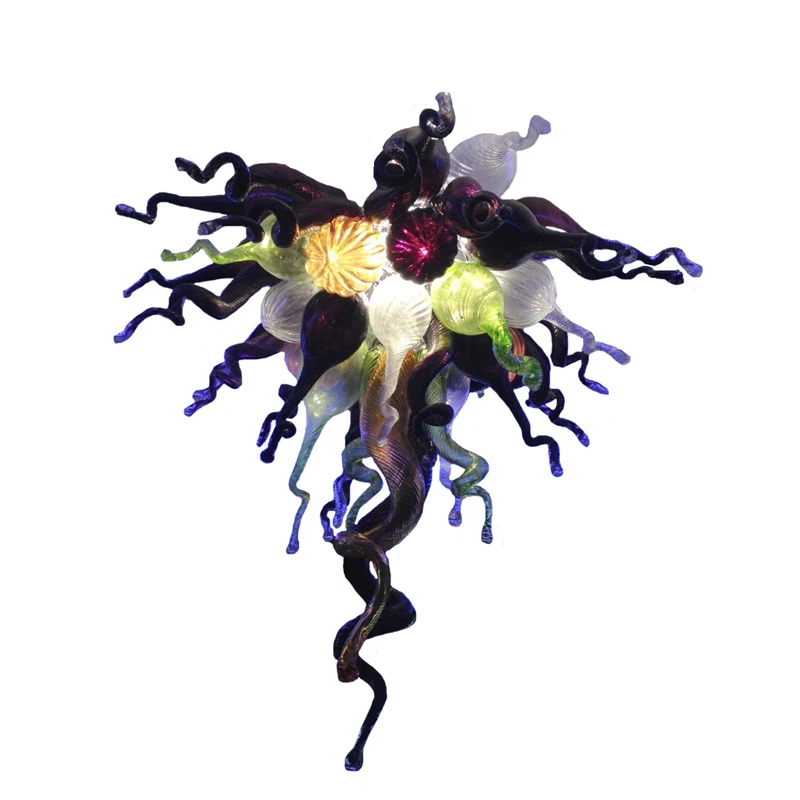 

New Arrival Decorative Ceiling Hanging Light LED Murano Glass Chandelier Lamp, Purple, white, green, yellow